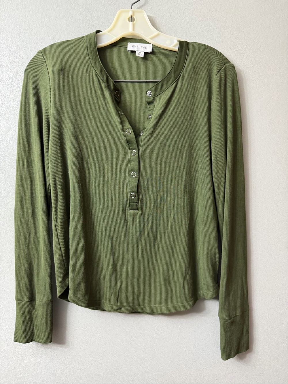 Evereve Olive Ribbed Knit long sleeve  Top xs